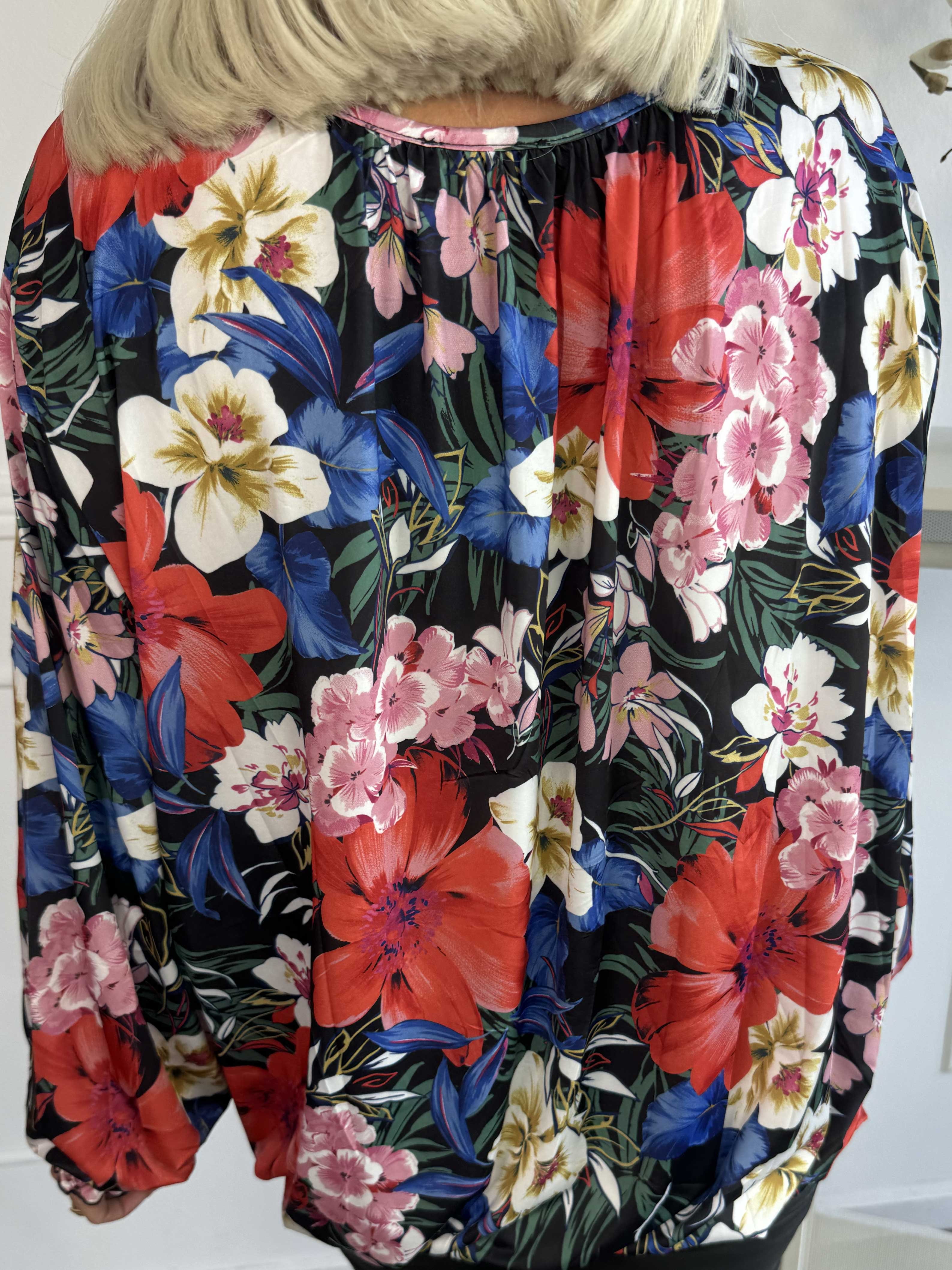 Miracle Floral L/S - Elastisk blomstret bluse med lange ærmer